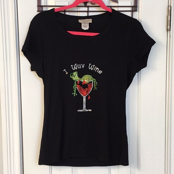 I WUV WINE Swarovski Crystal Embellished Tee - Picture 3 of 10